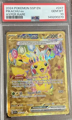 2024 POKEMON SSP EN-SURGING SPARKS HYPER RARE #247 PIKACHU EX PSA 10 - Image 5