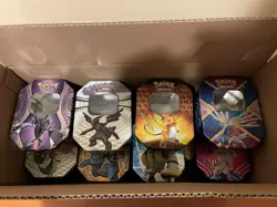 12x Empty Mixed/Assorted Pokemon Tins (XY, Sun & Moon, Sword & Shield) - Image 1