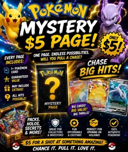 Pokemon Mystery Page Pack (10+ Cards) English Pokemon TCG, Mystery ChasePikachu - Image 1