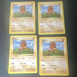 Pokemon TCG shadowless Diglett 47/62 English Regular Lot of 4 Cards - Image 1
