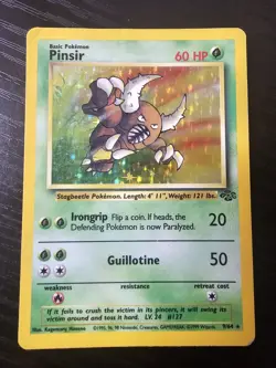 Pinsir - 9/64 - Holo Rare - Jungle - Pokemon Card - Heavily Played - Image 1