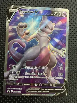 Pokemon TCG Mewtwo v SWSH229 Black Star Promo Full Art Holo Card Mint Condition - Image 1
