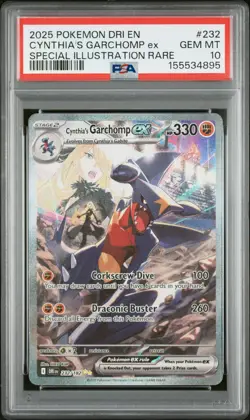 2025 POKEMON DRI EN-DESTINED RIVALS #232 CYNTHIA'S GARCHOMP EX PSA 10 - Image 1