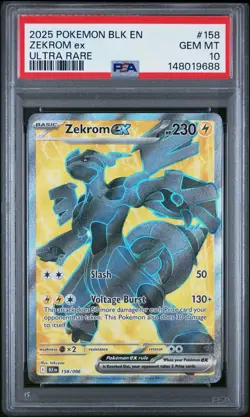 2025 POKEMON BLACK BOLT #158/086 ZEKROM EX FULL ART ULTRA RARE PSA 10 - Image 1