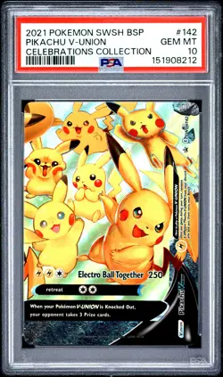 2021 POKEMON SWSH BLACK STAR PROMO #142 PIKACHU V-UNION PSA 10 - Image 1