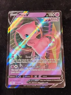 Mew V 113/264 Swsh08: Fusion Strike Holo, 2021, VG-EX Condition - Image 1