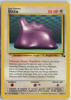 Ditto 18/62 Rare Fossil Pokemon Unlimited Heavily Played - Image 1