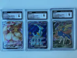 CGC Graded Pokemon 3-Card Lot Eevee VMAX SWSH087/Iron Crown ex 191/162/Zacian IR - Image 1