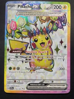 2024 Pokemon SV Surging Sparks SSP EN Pikachu Ex Ultra Rare #219/191 - Image 1