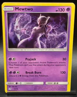 Mewtwo 12/18 Ultra Rare Detective Pikachu Pokemon Holo Lightly Played - Image 1