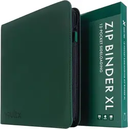 Vault X 4 Pocket Zip Binder, 160 Cards, Exo-Tec 6.8cm x 9.7cm, Green - Image 1