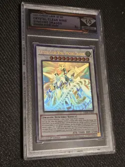 Yugioh DSG GEM MINT 10 Crystal Clear Wing Synchro Dragon Ghost Rare LED8-EN005 - Image 1
