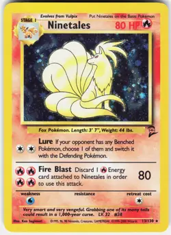 Pokemon Ninetales 13/130 Holo Rare Base Set 2 Pokemon Lightly Played - Image 1