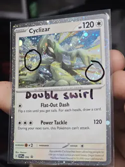 Pokemon TCG Cyclizar SVP 096 Cosmos Holo Promo W/Double Swirl + Holo Bleed NM/LP - Image 1