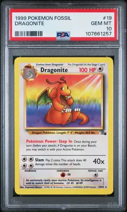 Pokemon Card Dragonite 19/62 PSA 10 GEM MINT Fossil - Image 3