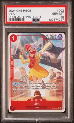 2024 ONE PIECE OP09 EMPERORS IN THE NEW WORLD #002 UTA ALTERNATE ART PSA 10 - Image 1