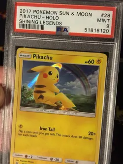 Pokemon Cards Pikachu 28/73 Water Web Holo Promo Shining Legends - PSA 9 MINT - Image 2