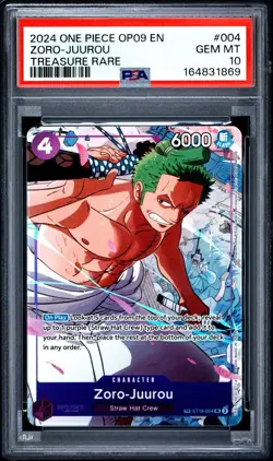 Zoro-Juurou One Piece 2024 OP09 TR Treasure Rare English ST18-004 SR PSA 10 - Image 1