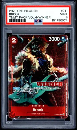 2023 ONE PIECE TOURNAMENT PACK VOL.4 WINNER #011 BROOK PSA 9 - Image 1