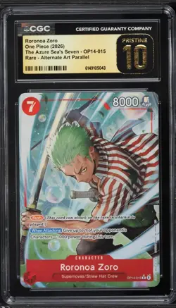 2026 ONE PIECE THE AZURE SEA'S SEVEN ALT ART RORONOA ZORO OP14-015 CGC 10 PRIST - Image 1