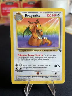 Dragonite 19/62 Fossil Regular Non Holo Vintage Pokemon Card - Image 4