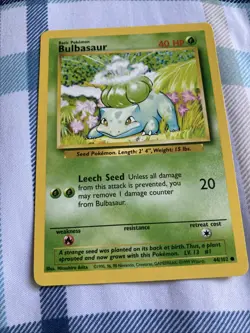 Bulbasaur Shadowless Pokemon Card 44/102 NM Base Set 1999 WOTC - Image 1