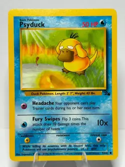 Vintage 1999 Pokemon Fossil Regular Psyduck Common Card 53/62 NM - Image 1
