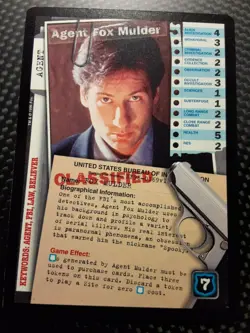 USPC The X-Files CCG - Premiere - MINT RARE Agent Card # 169 AGENT FOX MULDER - Image 1