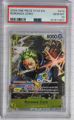 PSA 10 Gem Mint Roronoa Zoro AA ST29-014 Egghead 2026 One Piece Card English - Image 1
