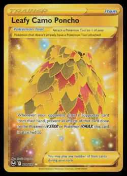 LEAFY CAMO PONCHO 214/195 SILVER TEMPEST HOLO POKEMON CARD NEAR MINT - Image 1