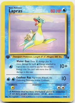 Lapras 25/62 Rare Fossil Pokemon 1st Edition Heavily Played - Image 1