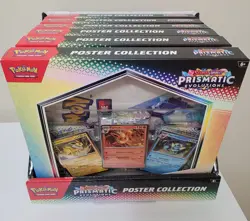 Lot (6) Pokemon Prismatic Evolutions Poster Collection W/display - Image 1