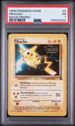 1999 POKEMON GAME MOVIE MOVIE PROMO #4 PIKACHU PSA 1 - Image 1