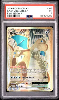 2016 POKEMON XY EVOLUTIONS #106 FULL ART/DRAGONITE EX PSA 1 - Image 1