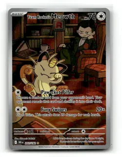 Team Rocket's Meowth 203/182 Destined Rivals Holo Illustration Rare NM - Image 1