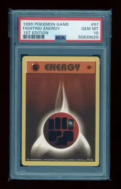 POKEMON 1st Edition Shadowless Base Set FIGHTING ENERGY 97/102 PSA 10 GEM MINT - Image 1