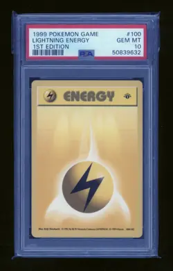 POKEMON 1st Edition Shadowless Base Set LIGHTNING ENERGY 100/102 PSA 10 GEM MINT - Image 1