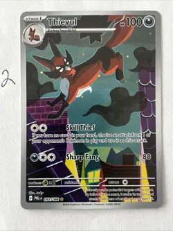 Pokemon TCG Thievul 092/084 Me05: Pitch Black Holo Illustration Rare NM Card - Image 1