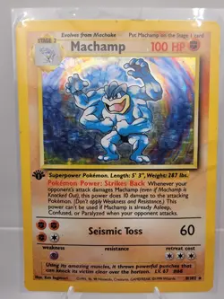 Machamp 8/102 1st Edition Base Set Holo Vintage Pokemon Card MP/HP - Image 1