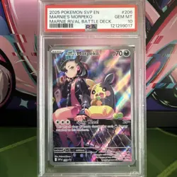 2025 POKEMON SVP EN-SV BLACK STAR PROMO #206 MARNIE'S MORPEKO PSA 10 - Image 1