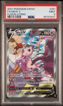2021 Pokemon SWSH Fusion Strike Mew V Alternate Art 251/264 Holo PSA 9 Mint - Image 1