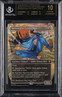 2025 MTG MARVEL'S SPIDER-MAN BORDERLESS TEXTURED FOIL #0236 BGS 10 BLACK LABEL - Image 1