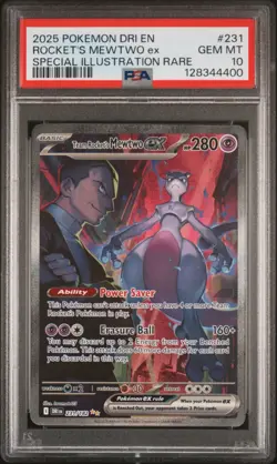 2025 POKEMON DRI EN-DESTINED RIVALS #231 TEAM ROCKET'S MEWTWO EX PSA 10 - Image 1