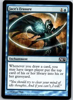 Magic the Gathering Jace's Erasure Core Set 2012 MTG Free Shipping! - Image 1