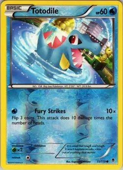 Totodile 15/119 Common - Pokemon TCG XY: Phantom Forces - Reverse Holo (LP) - Image 1