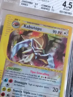 CRYSTAL KABUTOPS HOLO 150/144 SKYRIDGE 2003 CARTA POKEMON ITALIAN BGS 4.5 VG-EX+ - Image 1