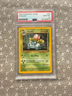 1999 POKEMON BASE SET UNLIMITED #30 IVYSAUR PSA 10 - Image 1