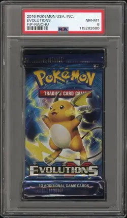 2016 Pokemon USA Inc. XY Evolutions Raichu PSA 8 Foil Booster Pack NM-MINT! - Image 1