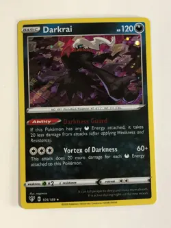 Pokemon TCG Promo Cosmos Holo Darkness Ablaze Darkrai 105/189 w Swirl NM - Image 1