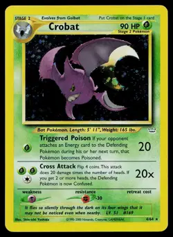 Pokemon Card Neo Revelation Crobat 4/64 Unlimited Holo Rare Double Holo Error - Image 1